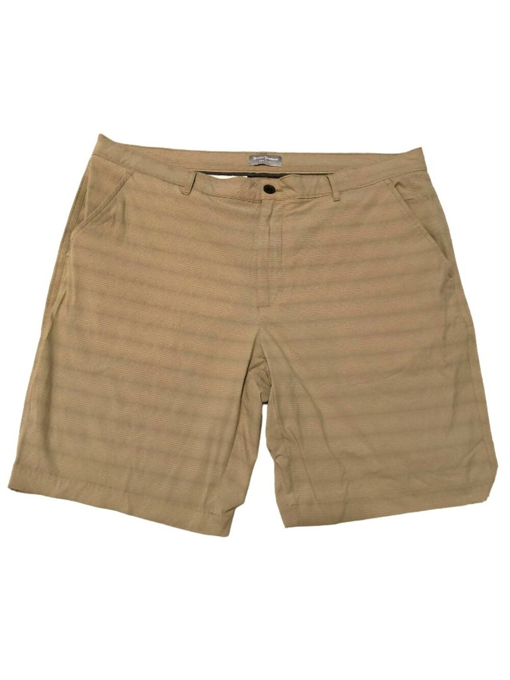 Hickey Freeman Tan Golf Shorts Size 38 Performance Brown Pinstripes Mens
